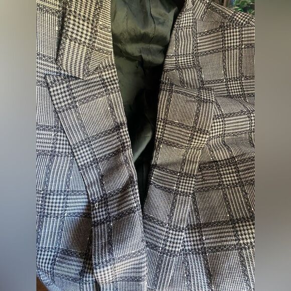 Vintage Gianni Versace 80s-90s Black/Gray Plaid Made In Italy Blazer Wool Blend - Picture 7 of 16